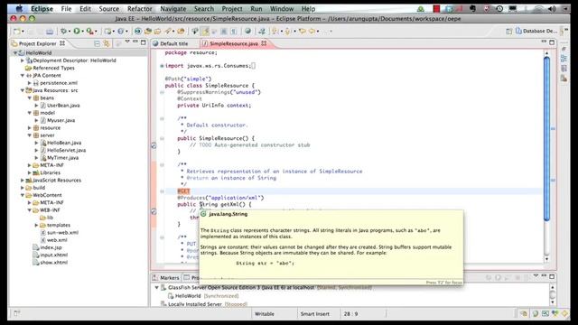 JavaEE 6 and GlassFish 3 with Eclipse 5 of 5   RESTful Web services using JAX RS