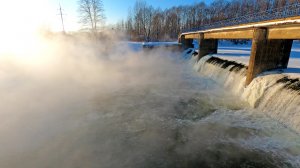 Плотина на реке Малая Кокшага во время морозов | город Йошкар-Ола