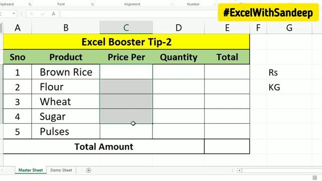 Add text to Excel numerical value | Excel Trick To SUM Numbers Having Text | Sum Text Like 10kg 20k