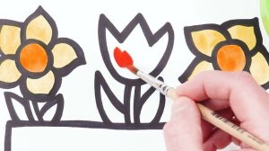 Рисуем и раскашиваем цветочки!\\ Рисование для девочек! Давайте рисовать  вместе!