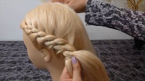 Косичка из 4 прядей.Причёски для средних, длинных волос.Плетение волос/косичек вокруг головы