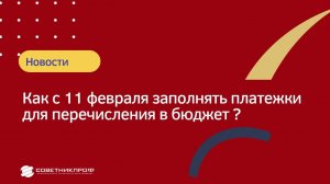 Как с 11 февраля заполнять платежки для перечисления в бюджет? #советникпроф