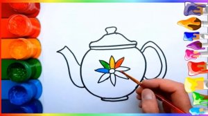 drawing a teapot | draw a teapot with cup | нарисовать чайник | как нарисовать посуду | draw  kids