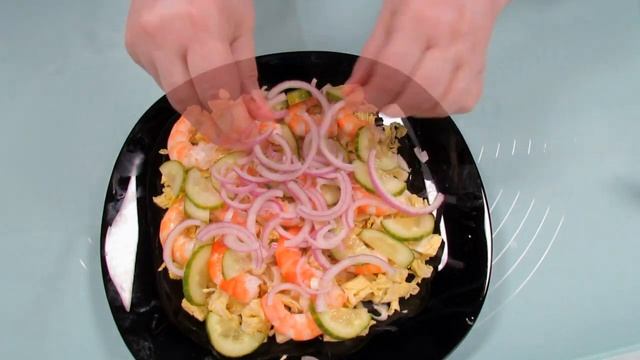 Салат любимая креветка без майонеза