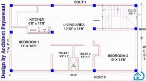 19 x 35 House Design | घर का नक्शा |19 x 35 House Plan 2 BHK| Vastu| 19 x 35 Ghar Ka Naksha|650 sqf