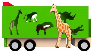 Cars for toddlers. Learn wild animals in English with shape wooden truck