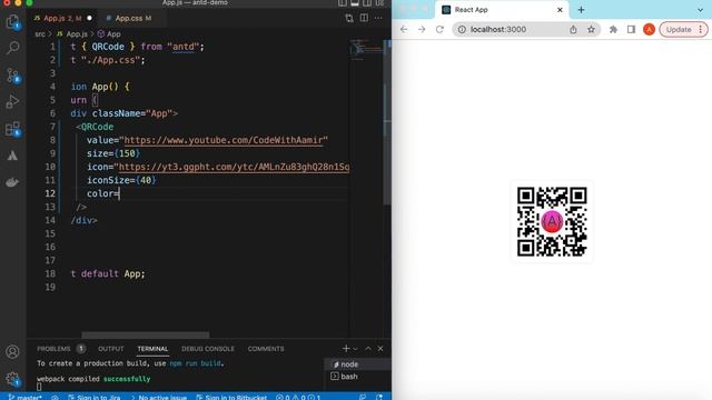 How to Generate QRCode in React JS using Ant Design Components | Antd Custom QRCode Style