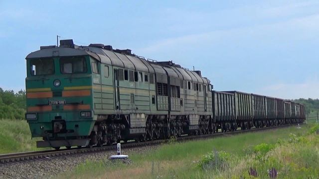 2ТЭ116-1099Б/1044А с грузовым поездом на перегоне Магедово - Гусарка смотреть онлайн
