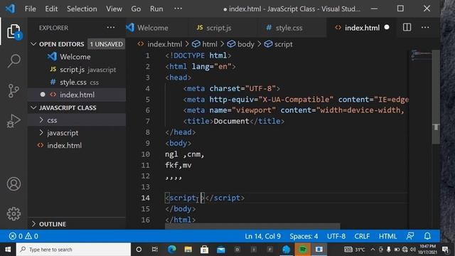 How to link JS with HTML using VScode