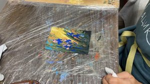 Миниатюра маслом мастихином. Ирисы. Мацик Татьяна