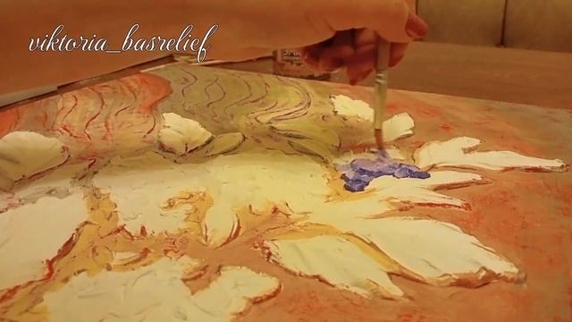 Текстурная, рельефная картина своими руками. #Гортензия #барельеф #painting #colors