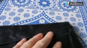 Aliexpress мужской клатч, барсетка, портмоне чёрный из натуральной кожи на молнии