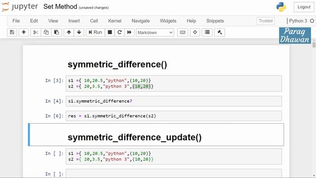 Python Set Method - symmetric_difference() , symmetric_difference_update()