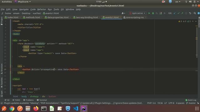 complete tutorial laravel VueJs #015 vuejs event modifiers stop and prevent