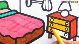Bedroom Drawing, Coloring For Children & Learn Furnitures | Magic Fingers Art #06