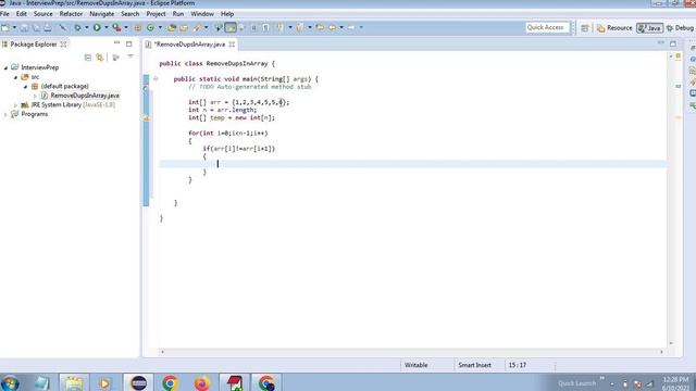 Removing duplicate elements in sorted array || Java Program || Interview Preparation смотреть онлайн