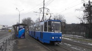 FHD. Учебный трамвай Tatra KT4SU №214. Очень приветливые водители. Западный автовокзал. Маршрут №3