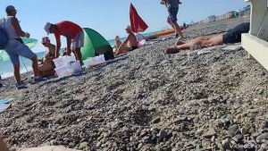 Новофедоровка 3 августа,пляж, людей все больше. Обзор Набережной.
