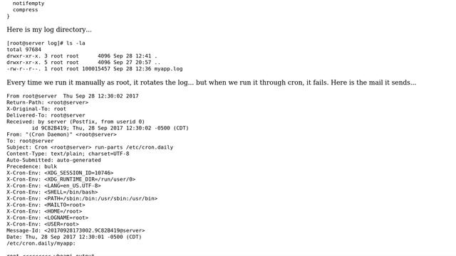 logrotate failing to rotate, permission denied as root user смотреть онлайн