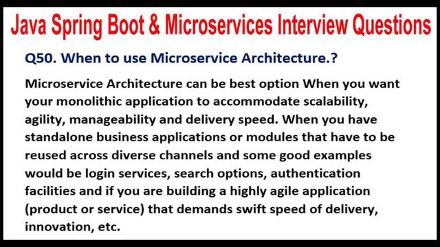 Java Spring Boot & Microservices Interview | Q50. When to use Microservice Architecture.?