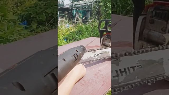 Как заточить цепь на бензопиле не снимая шины #diy #tool #самоделка