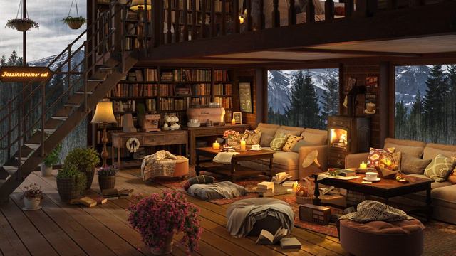Джаз для ночного дождя в атмосфере книжного магазина-кофейни ☕ Мягкий ночной джаз для отдыха и сна