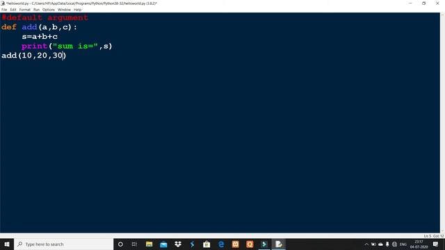 Python tutorial-25||default argument ||for absolute beginners||updated version???