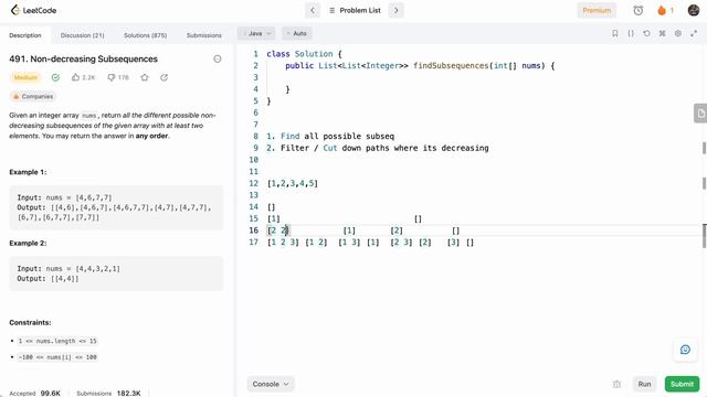 Leetcode 491 Non-decreasing Subsequences (Java)