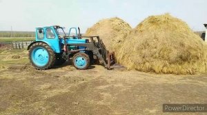 Трактор Т-40 подтаскивает сено