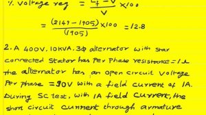 Numerical Problems On Synchronous Generators(Alternator)(AC Generator)