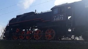 Паровоз Л-0073 остановка и отправление по ст.Тихорецкая/Locomotive L-0073 stop and departure.