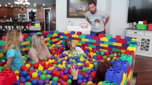 Last To Leave The Giant Colored Lego BallPit Inside Our HOUSE With Gift Box Toy Temptations!