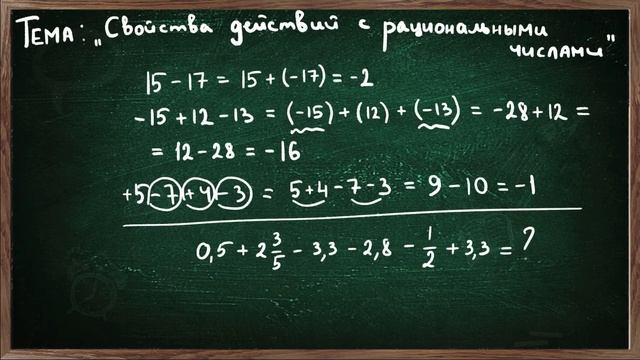 Видеоурок по теме СВОЙСТВА ДЕЙСТВИЙ С РАЦИОНАЛЬНЫМИ ЧИСЛАМИ смотреть онлайн