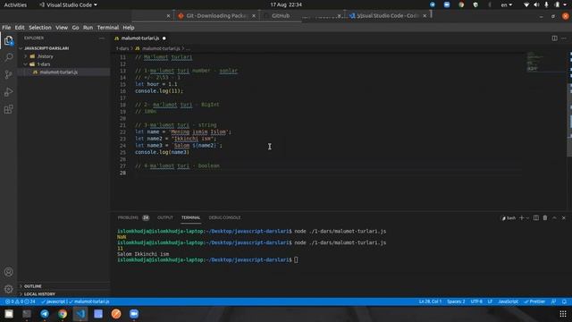 Online JavaScript Darslari: 1-dars