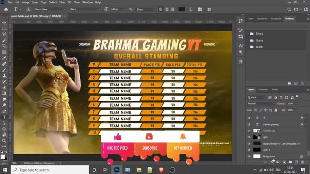 HOW TO MAKE PUBG MOBILE TOURNAMENT POINT TABLE IN PHOTOSHOP CC | TURNAMENT POINTS TABLE PSD FOR FRE смотреть онлайн