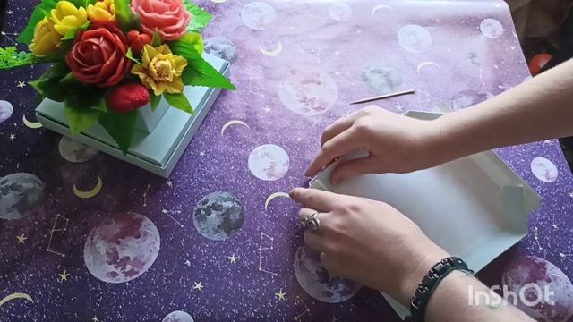 Собираю букет из мыла в коробке с вазой. Мыльный букет, осенний букет из мыла  для учителя