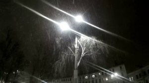 Футаж Фонари Ночь Падающий снег