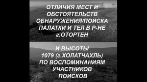 Перевал Дятлова. Отортен и Холатчахль - 2 места обнаружения разрезанной палатки и погибших туристов