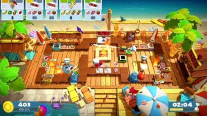 Overcooked 2 Surf 'n' Turf Level 3-2 4 Stars 4 Player Co-op