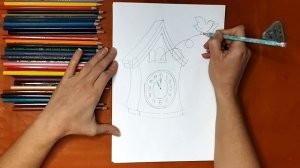Как нарисовать часы с кукушкой. Онлайн-школа рисования "Малевашки"