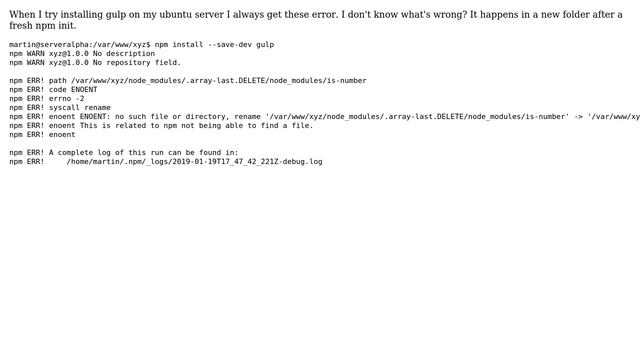 Can't install Gulp on Ubuntu 16.04.5 LTS смотреть онлайн