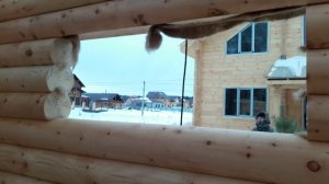 Строительство сруба бани из оцилиндрованного бревна