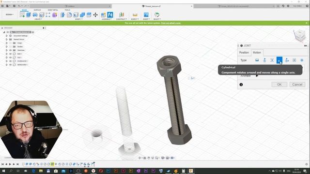 Базовый Fusion 360. Резьбовое соединение из стандартных деталей | Basic Fusion 360 Thread Lesson смотреть онлайн