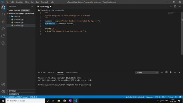 Python Program To Calculate Average | Python Programs For Beginners #3 | Hindi