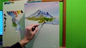 Картина мастихином|Моя первая пастозная работа|Как рисовать горы цветы мастихином #art #мастихин