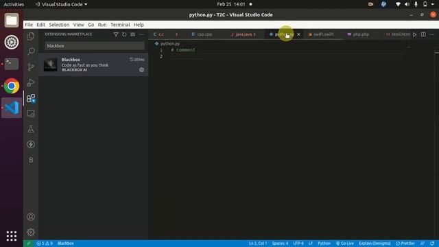 How To Use BlackBox extension in VSCODE For Different Languages Swift, C, C++, Java, Python,... etc