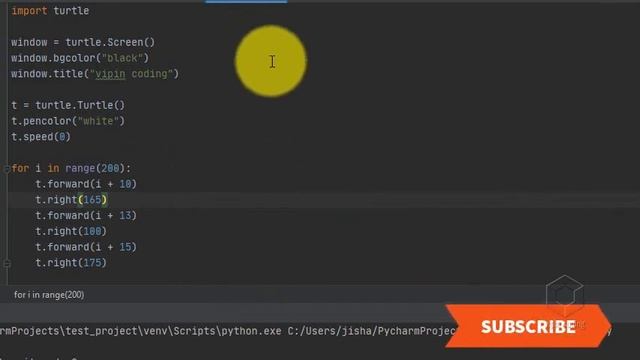 Turtle Design 3 | Turtle Python graphics using Python turtle in pycharm | vipin coding