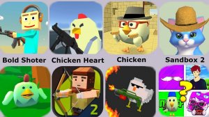 Chicken Gun,Simple Sandbox 2,Chicken Heart,TooBold Shoter,угадай ютубера