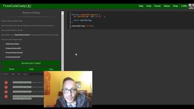 Reverse A String, FreeCodeCamp Review, Basic Algorithm Scripting, Lesson 1