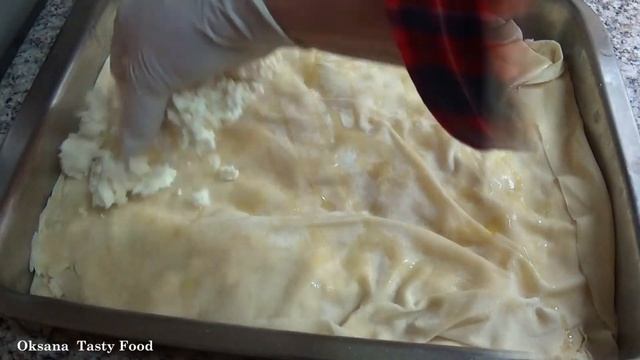 Мятый пирог Τσαλακωμένη τυρόπιτα Cottage cheese pie